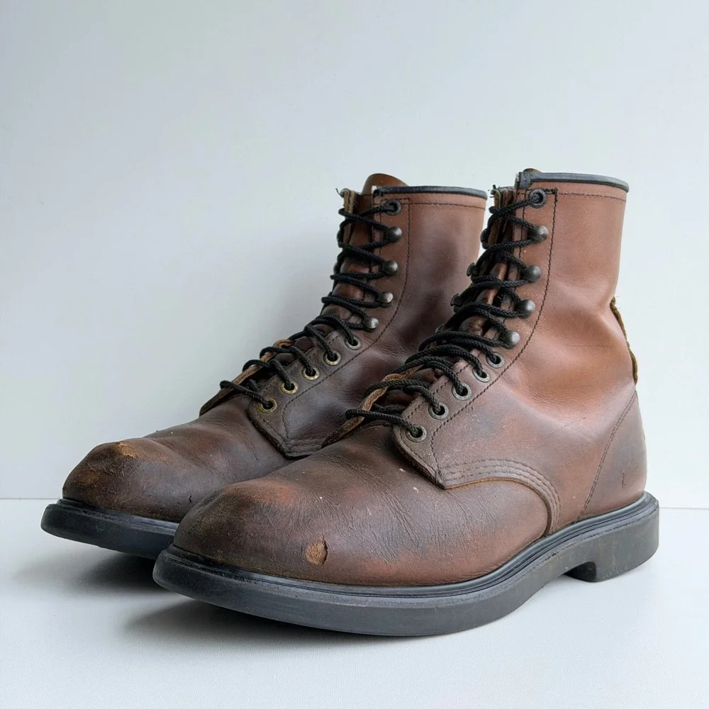 Red Wing 953 SuperSole Work Boots Mens 11 Brown Leather Lace Up Made in USA